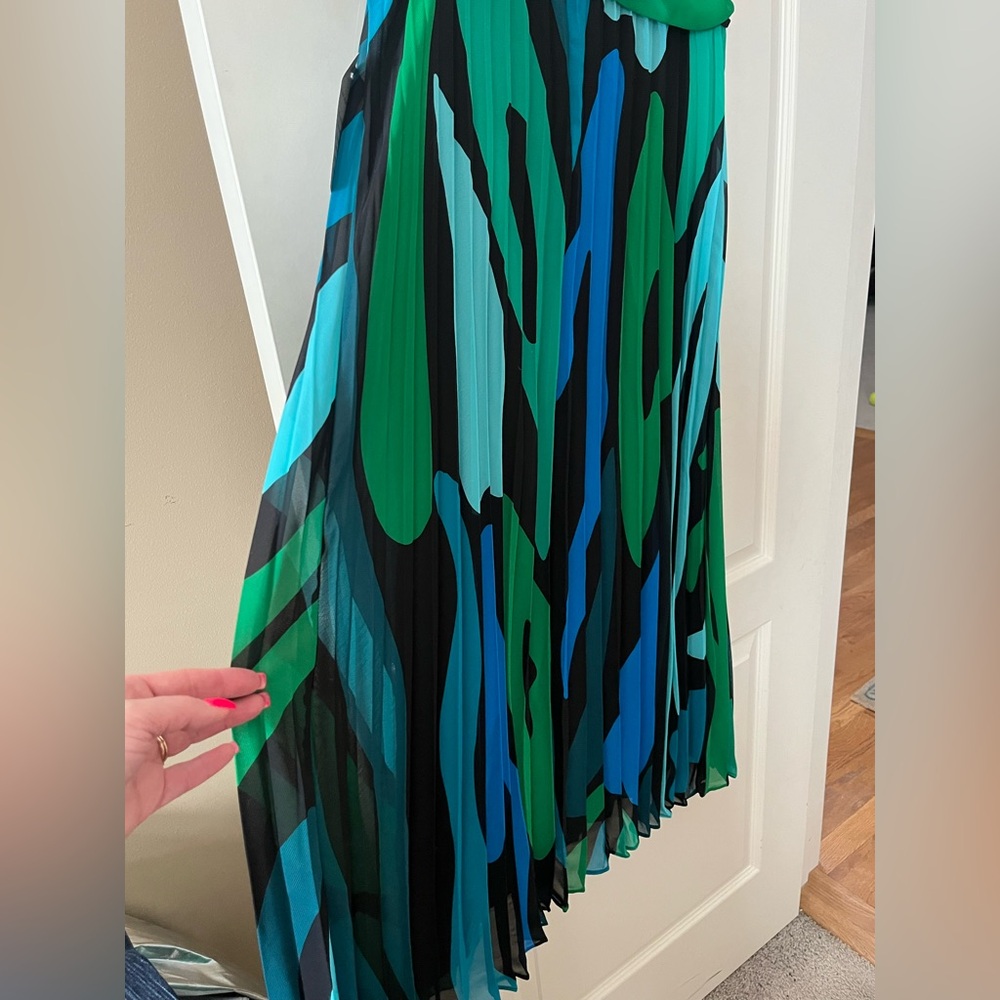 London Times Elegant Multicolor Sleeveless Double V Dress Women’s Size 10 - Picture 4 of 14